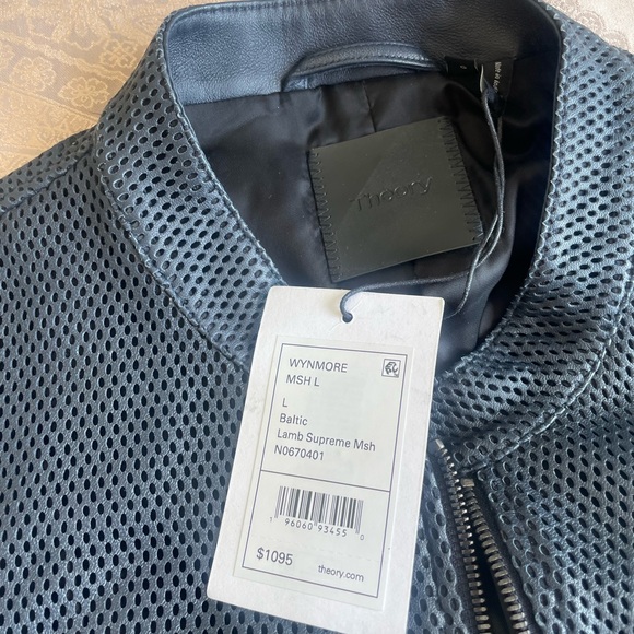 Theory Men Lamb Supreme Mesh Wynmore Jacket Baltic Sz L - Picture 9 of 12